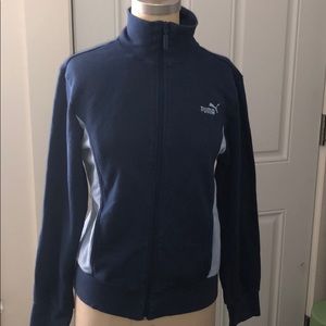 Puma navy and light blue zip up sweatshirt size L